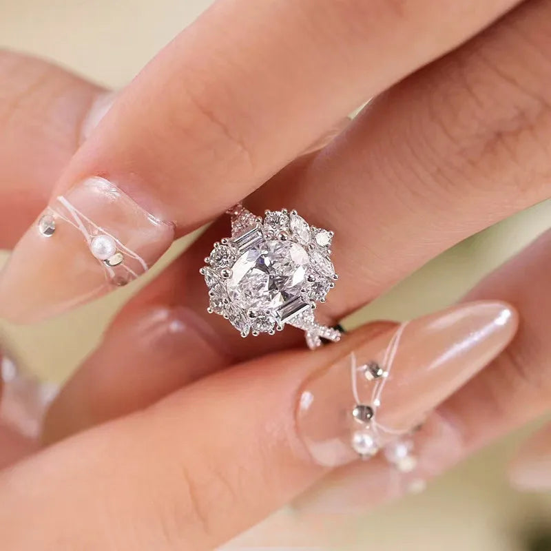 Eternal S925 Sterling Silver Pigeon Egg Moissanite Ring | 1 Carat Engagement Ring