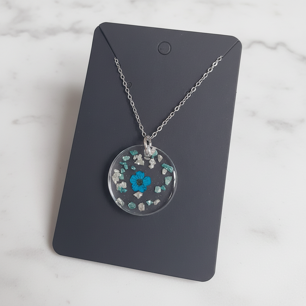 Rare Blue Flower Teardrop on marble background