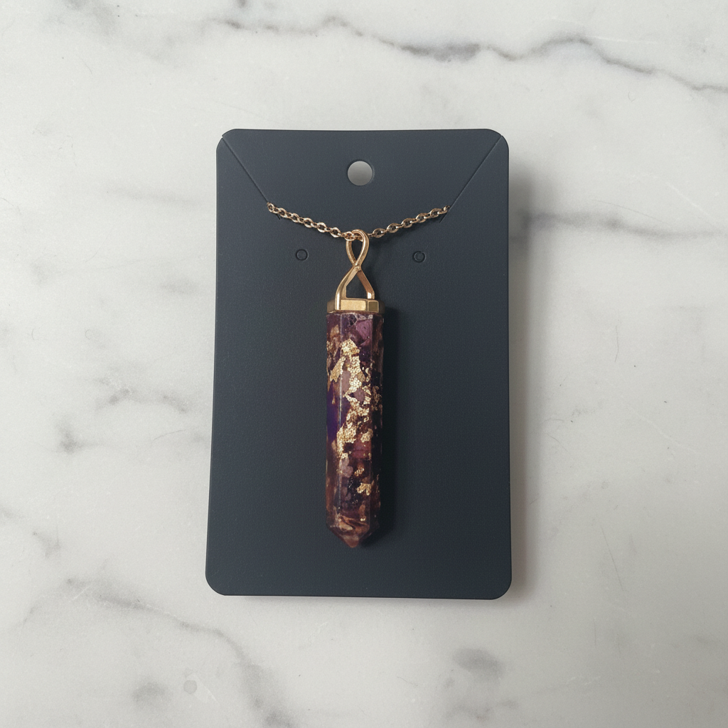 3 Butterflies Flower Resin Necklace on marble background
