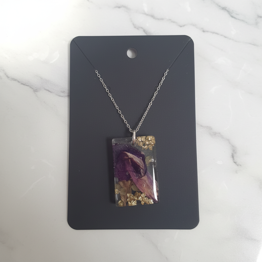 Snapdragon Rectangular Pendant on white marble background