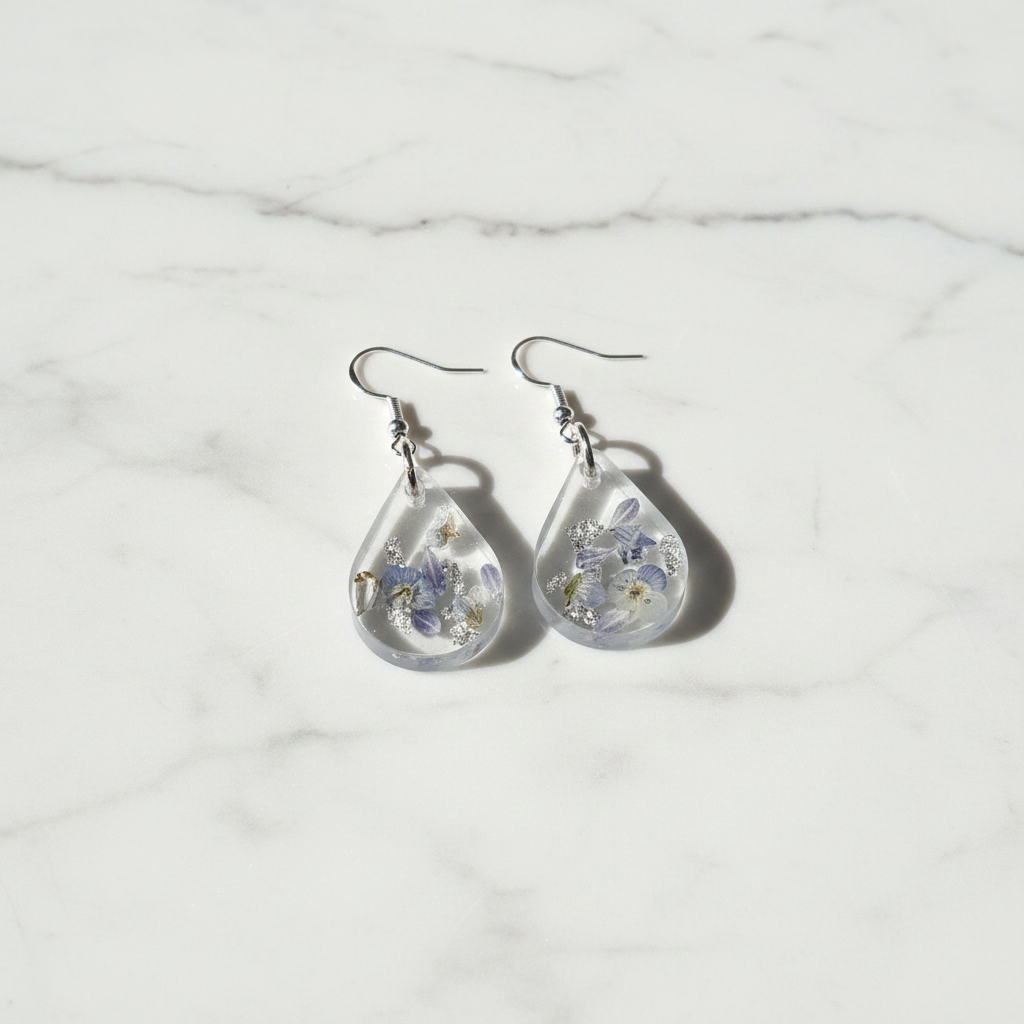 Lavender Teardrop Resin Earrings