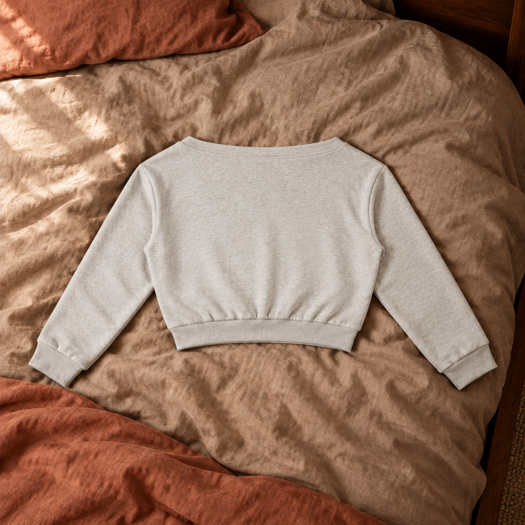 Light sweatshirt back on bedding