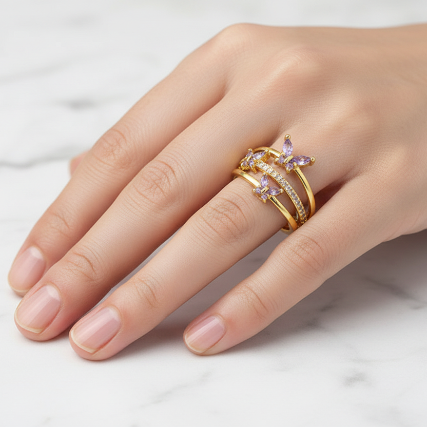 Lilac Butterfly Ring Hand Model