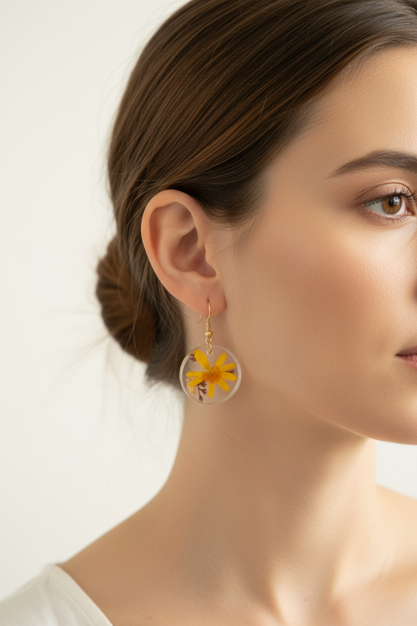 March Marigold Round Earrings - Model