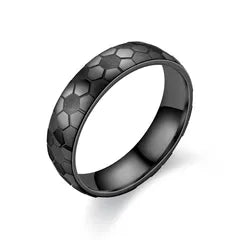 Vintage Style Titanium Steel Honeycomb Band Ring