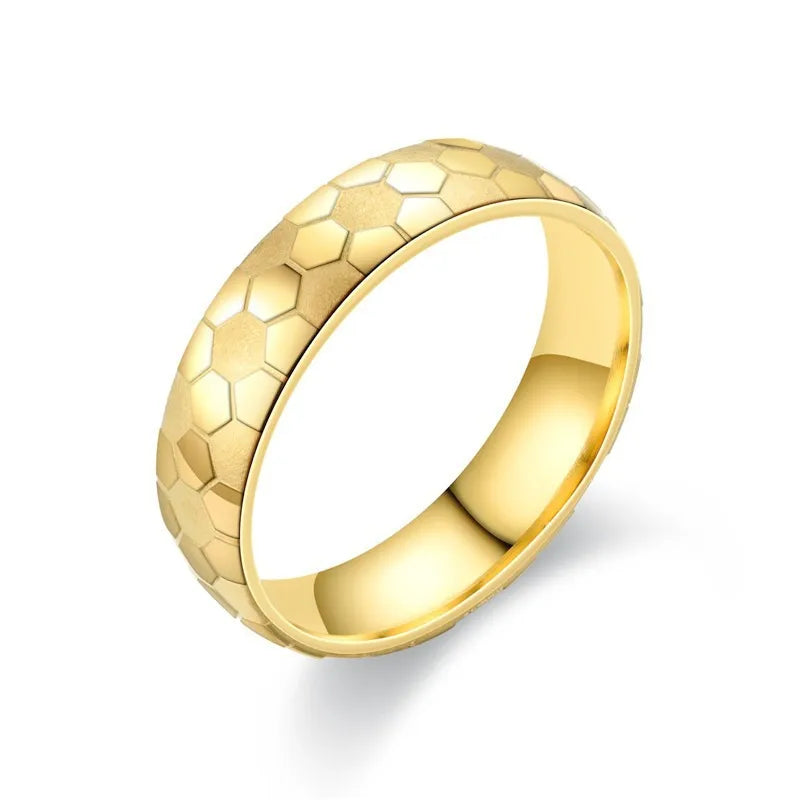 Vintage Style Titanium Steel Honeycomb Band Ring
