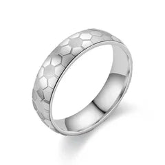 Vintage Style Titanium Steel Honeycomb Band Ring