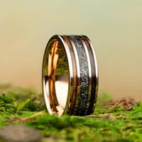 Men's Meteorite Dust Ring — Electroplated Gold Stainless Steel