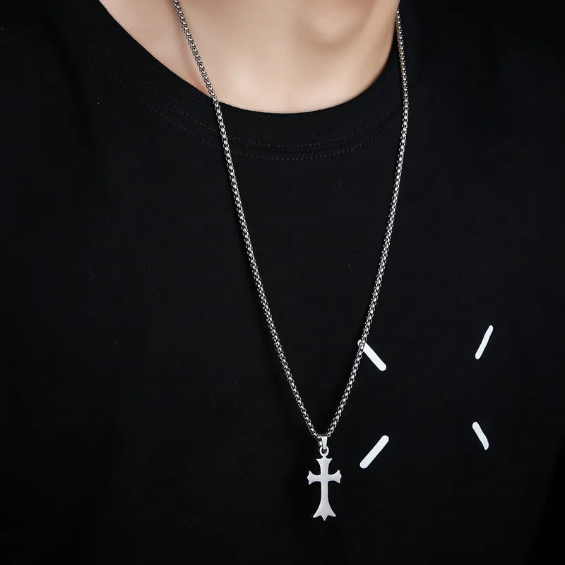 Vintage Wide Cross Long Necklace