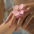 Pink Blossom Oversized Floral Ring | Gold Bee Detail