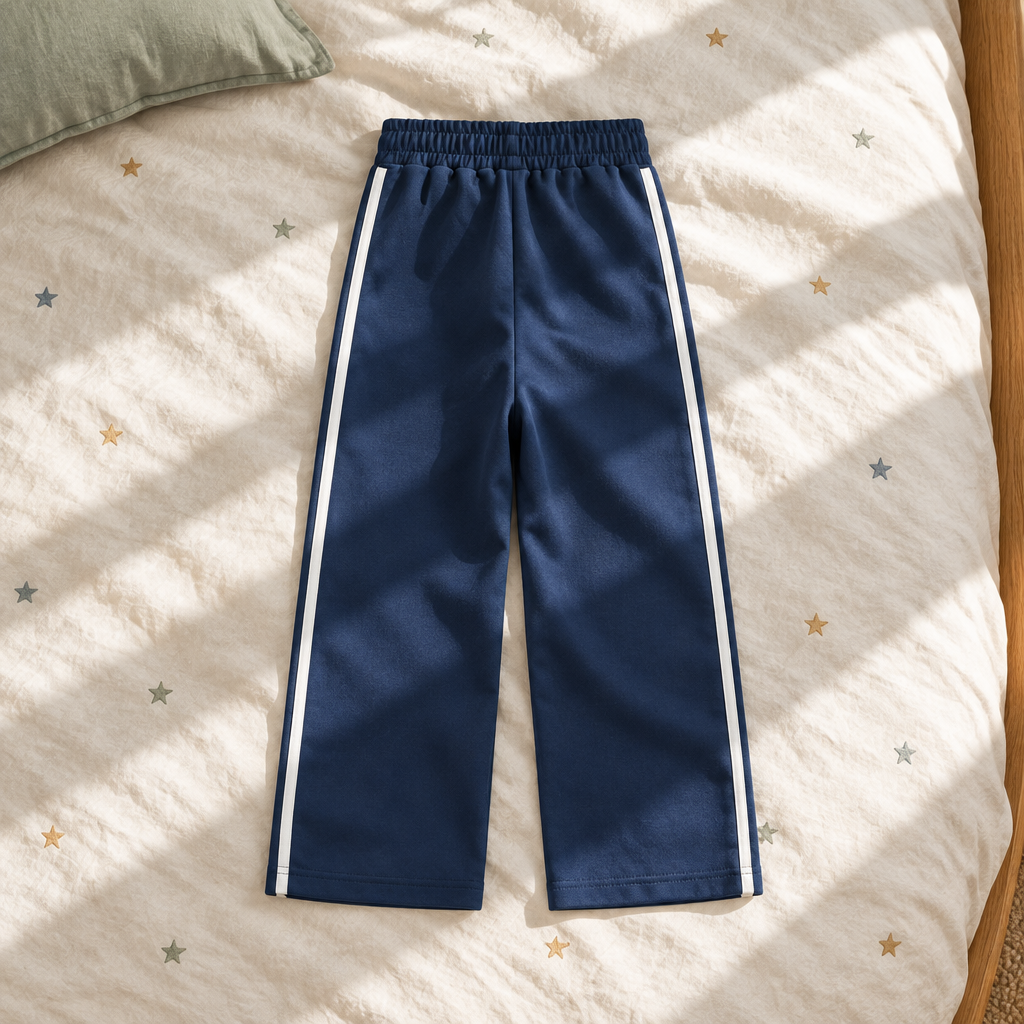 Navy kids contrast tape sweatpants back