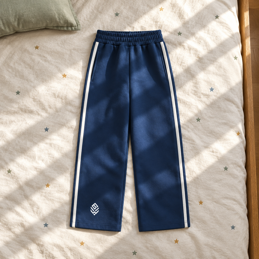 Navy kids contrast tape sweatpants front