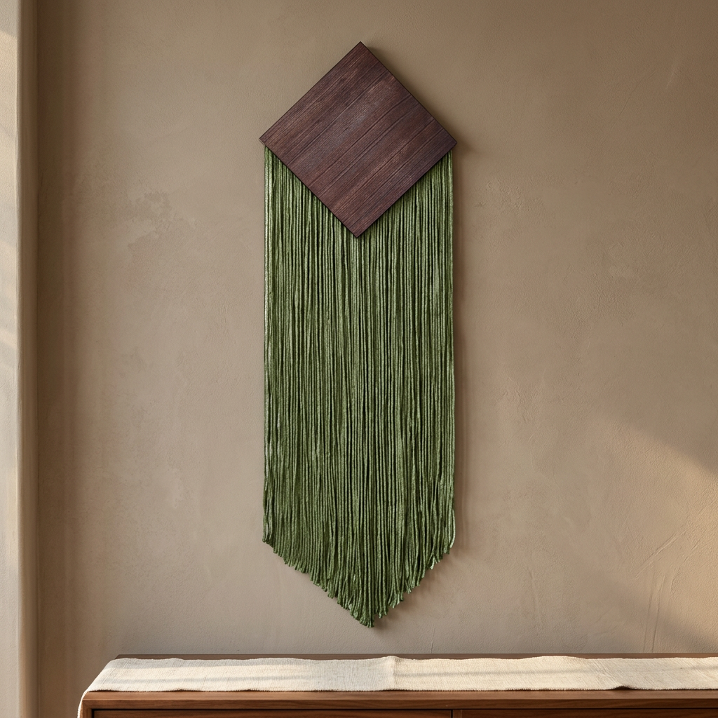 Olive wall hanging in a luxury bohemian setting