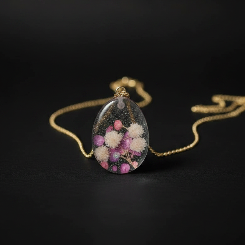 Oval clear resin with mixed florals
