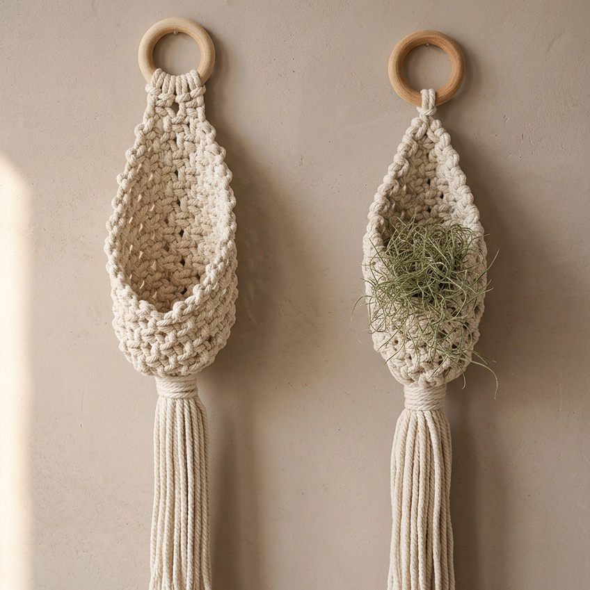 Paired cream hanging pockets