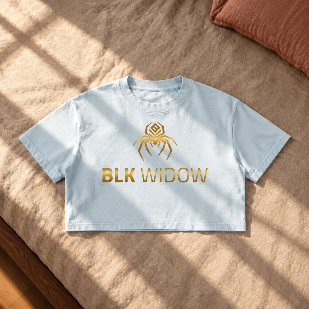 Pale blue Crop Tee front in sunlight