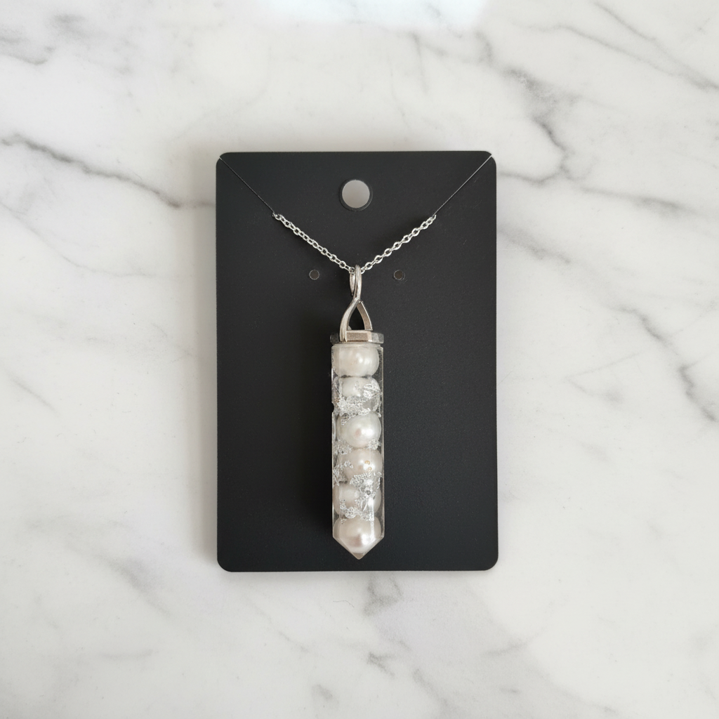 Pearl Pendant Limited Edition — white marble background