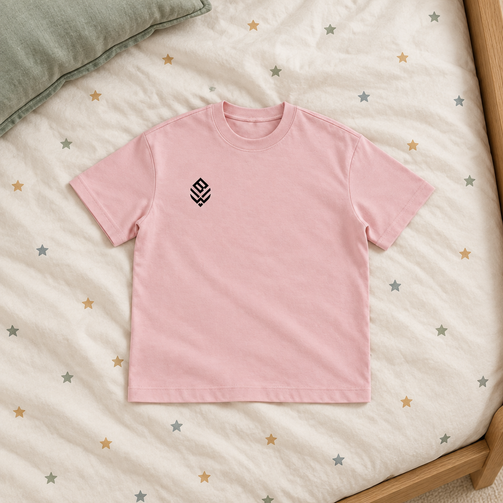 Pink crewneck front on star bedding