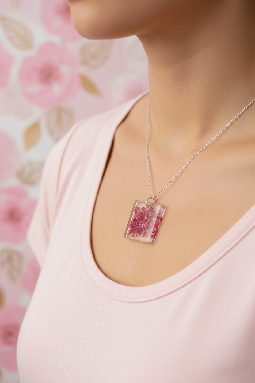 Pink Delight Crystal Resin Pendant - Lifestyle