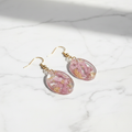 Pink Gold Oval Resin Earrings