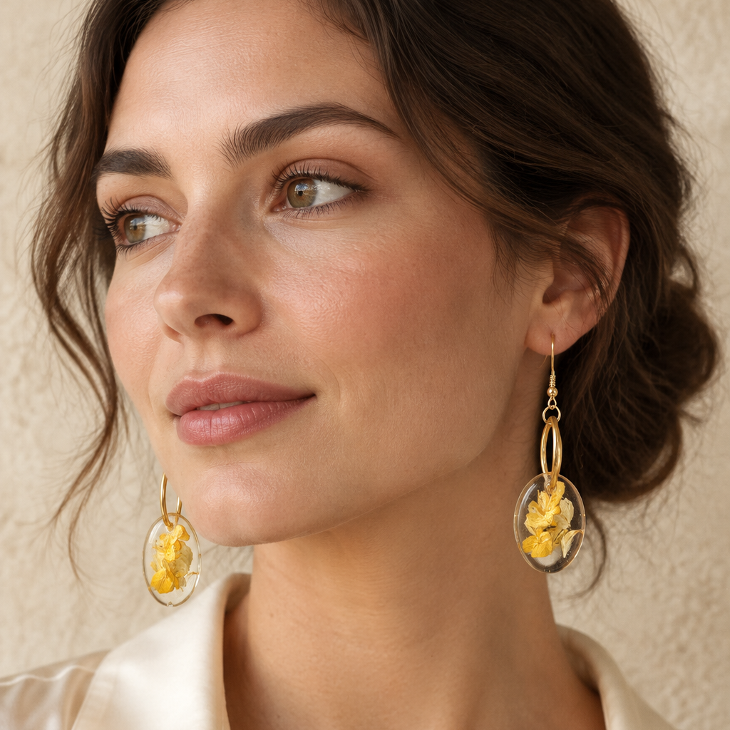 Primula Veris Earrings model-photo concept
