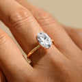 Pure Silver 5 Carat Pigeon Egg Ring | 18K Gold Plated Oval Diamond Ring