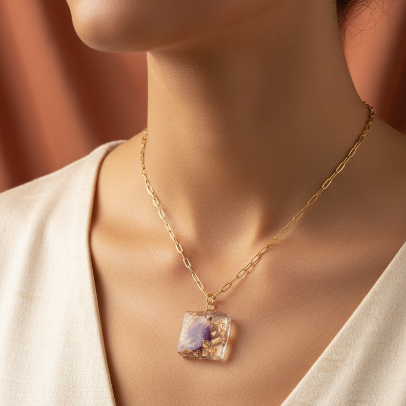 Purple Botanical Pendant Model