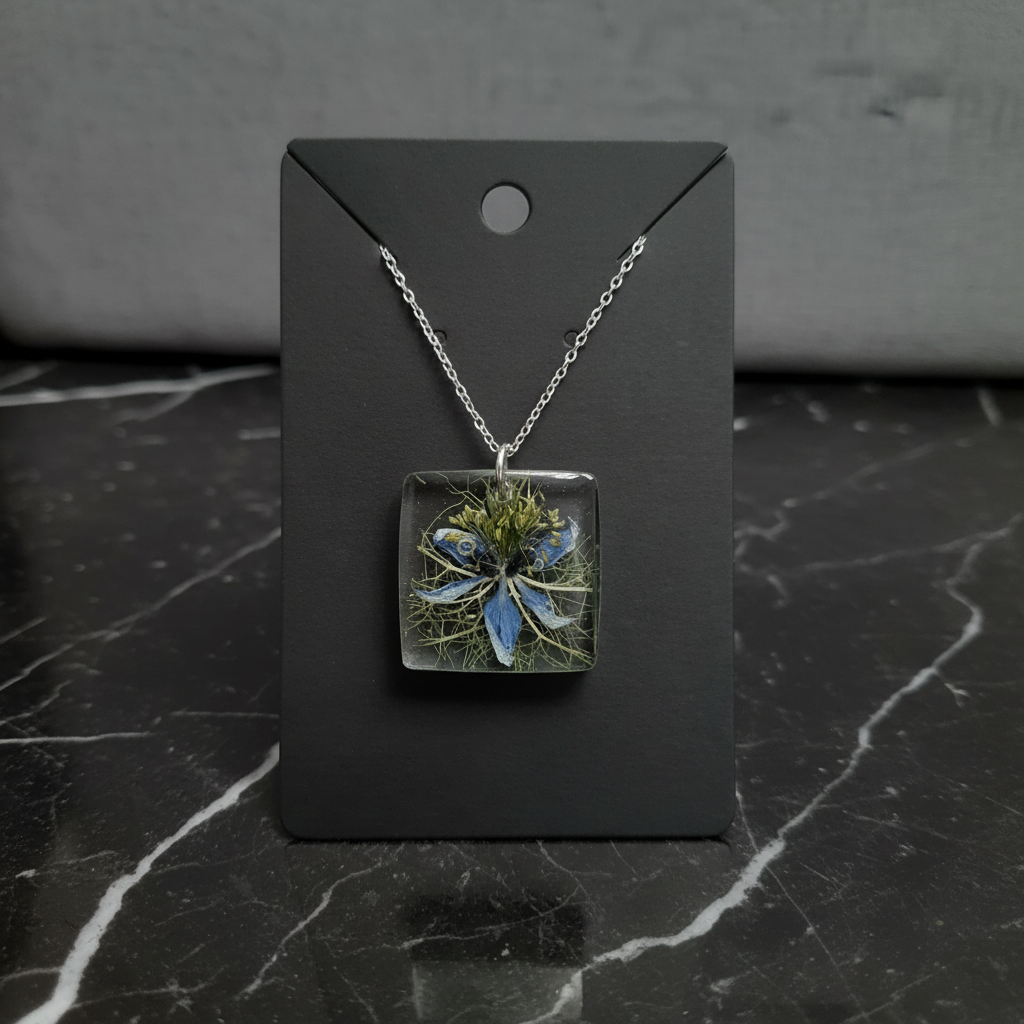 Purple Rose Necklace – Black Marble