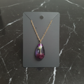 Purple Rose Teardrop Necklace – Black Marble