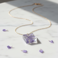 Purple Square Necklace Marble