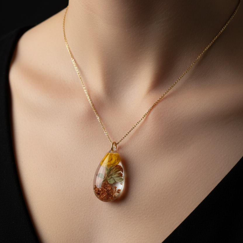 Rare Golden Petal Necklace - Model
