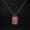 Rectangle clear resin with pink blossoms