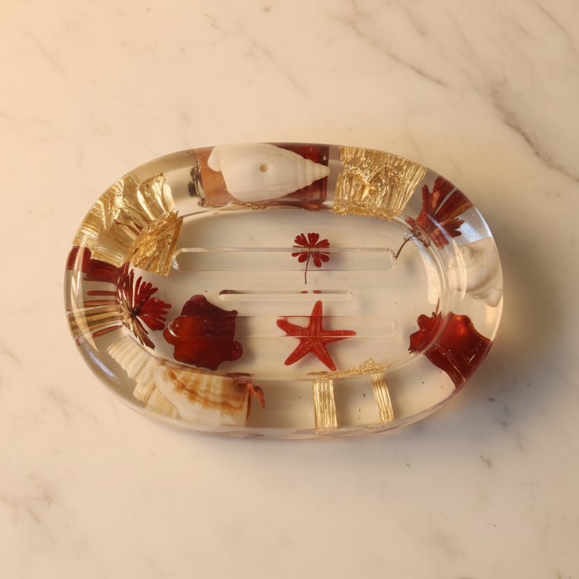 Red Mermaid Soap Bar Dish - Flat Lay