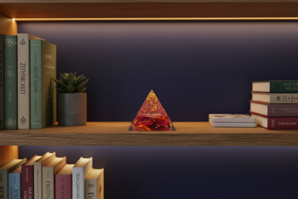 Red Orange Pyramid - Enhanced, Contrasting Bookshelf