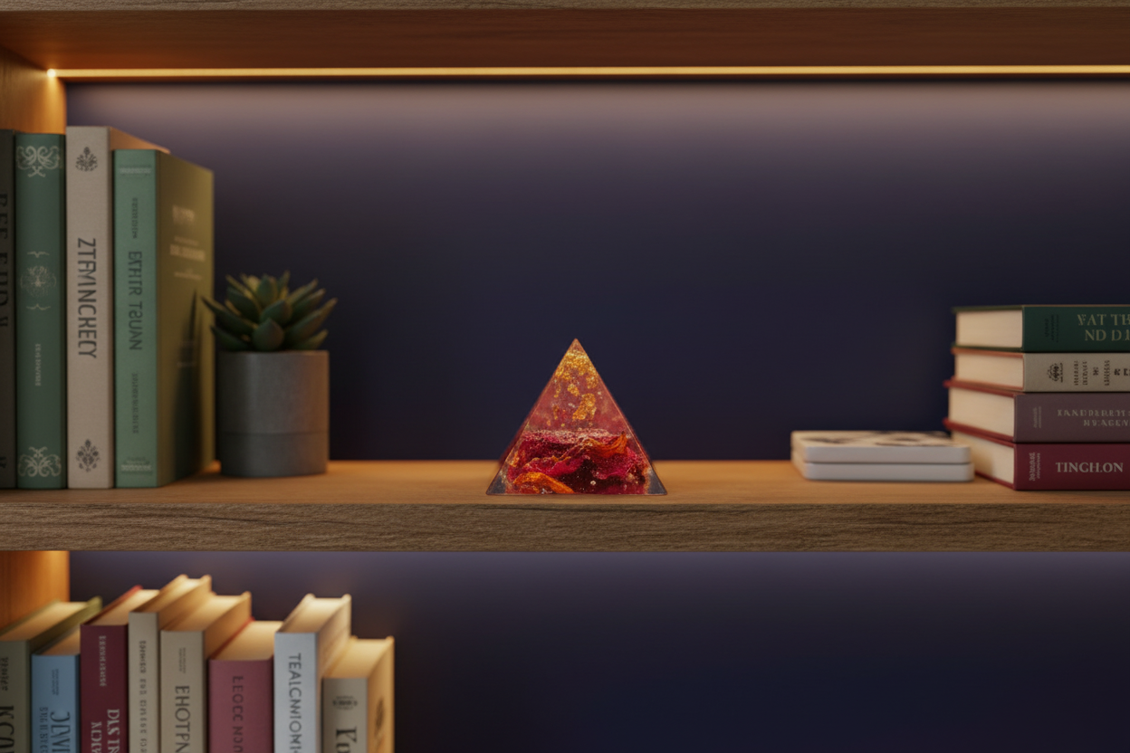 Red Orange Pyramid - Enhanced, Contrasting Bookshelf
