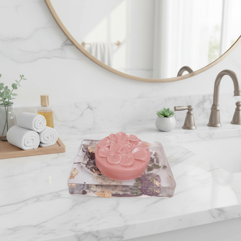Resin Soap Dish with Soap - Luxury Bathroom
