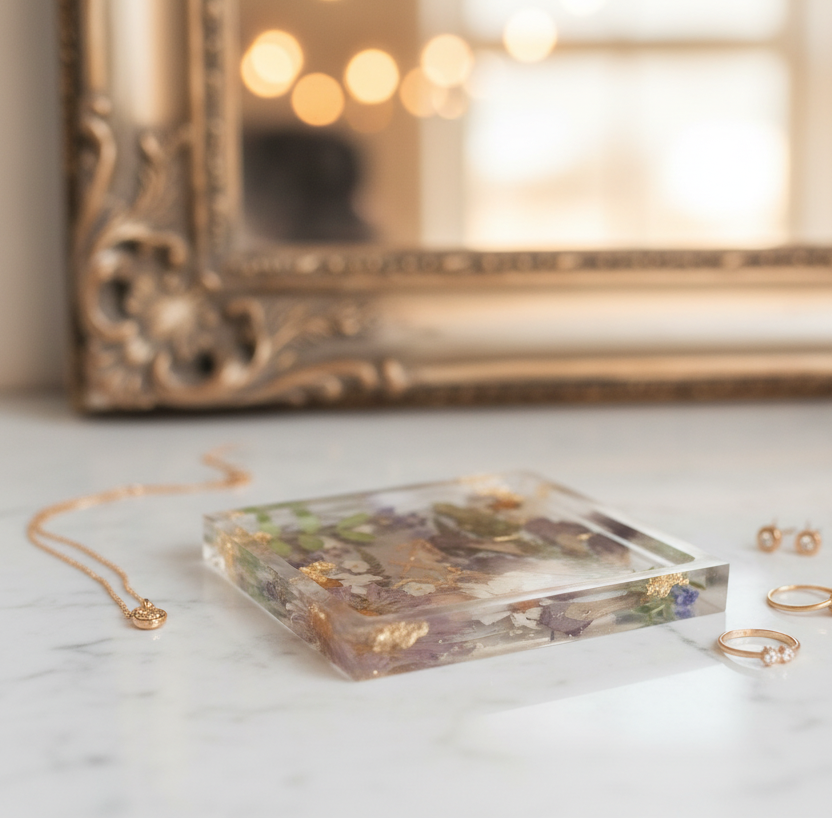 Resin Tray - Lifestyle with Jewellery