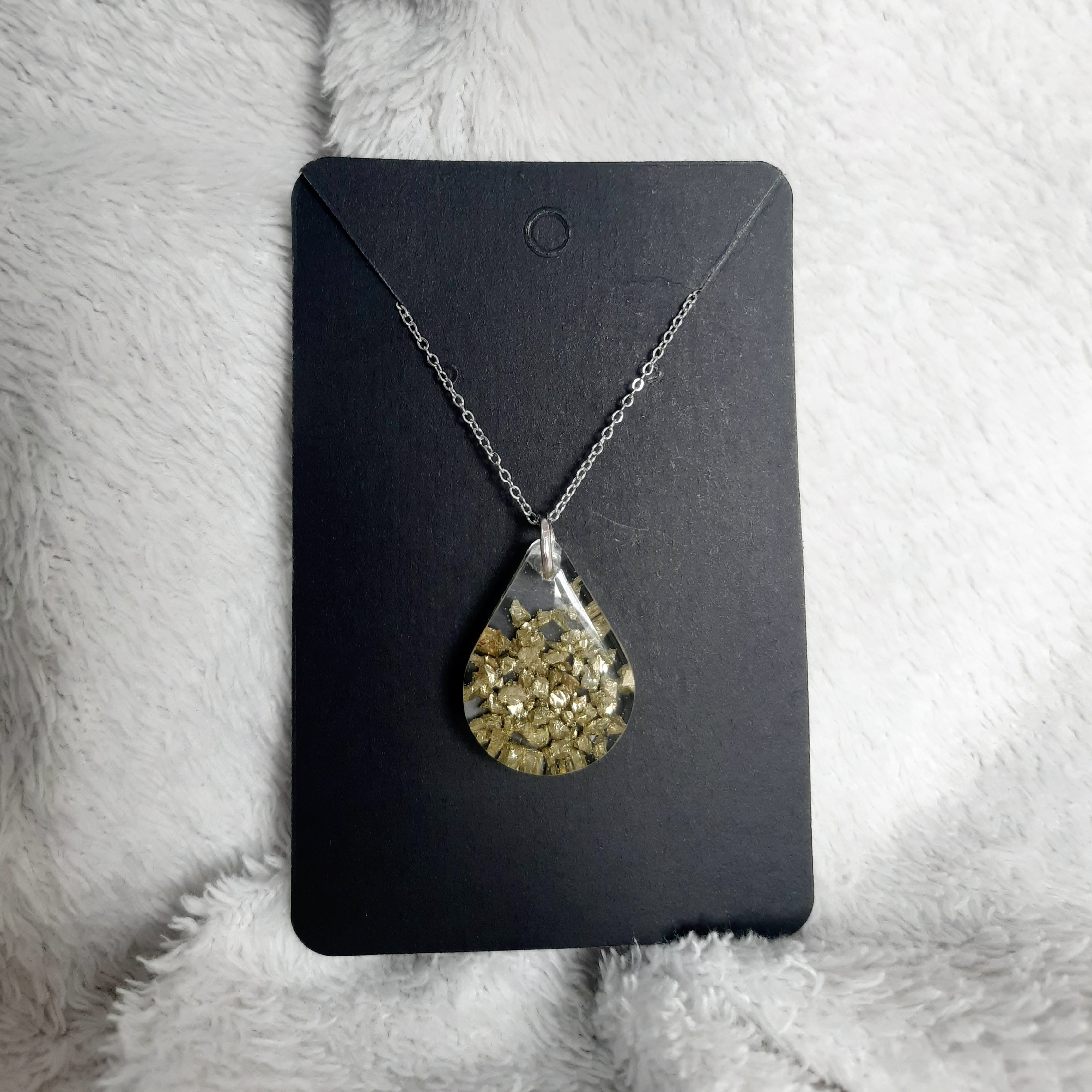 Green Crystal Resin Pendant Necklace - Handmade Nature-Inspired Jewelry