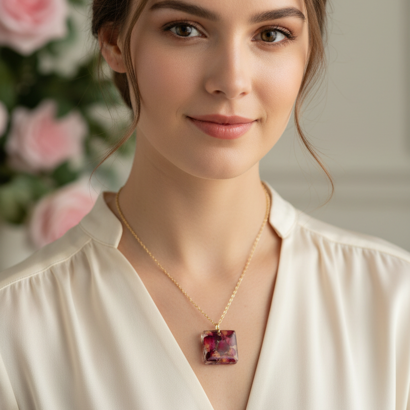 Rose Arrangement Necklace Model Shot