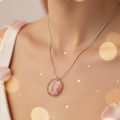 Round clear resin pink florals on model