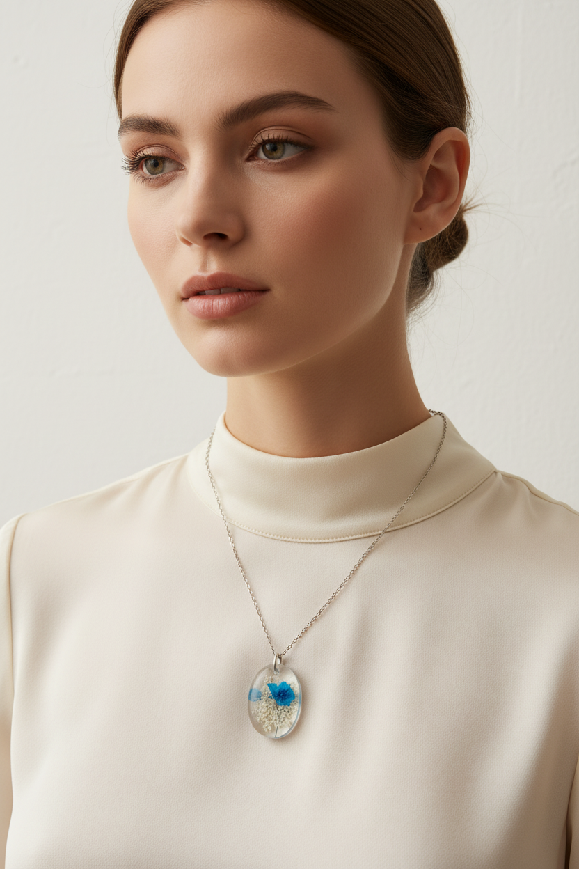 Royal Blue Necklace Model Photo