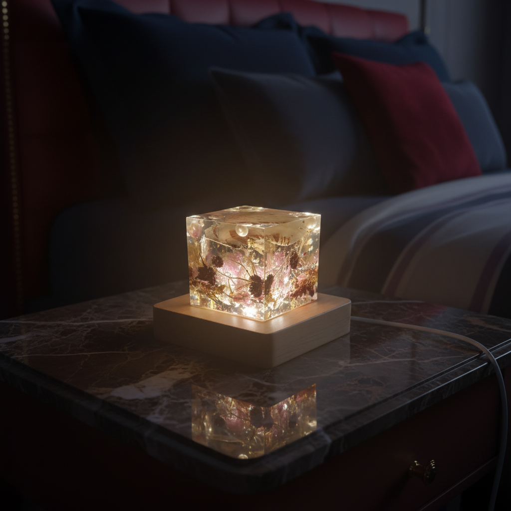Seashell Resin Lamp – Lit Angle