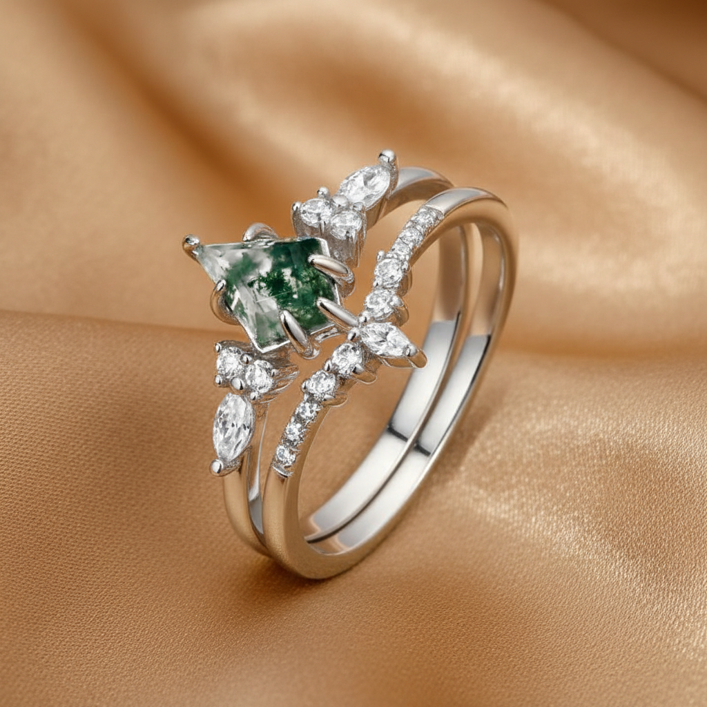 Silver Lab Grown Ring - Tan Silk