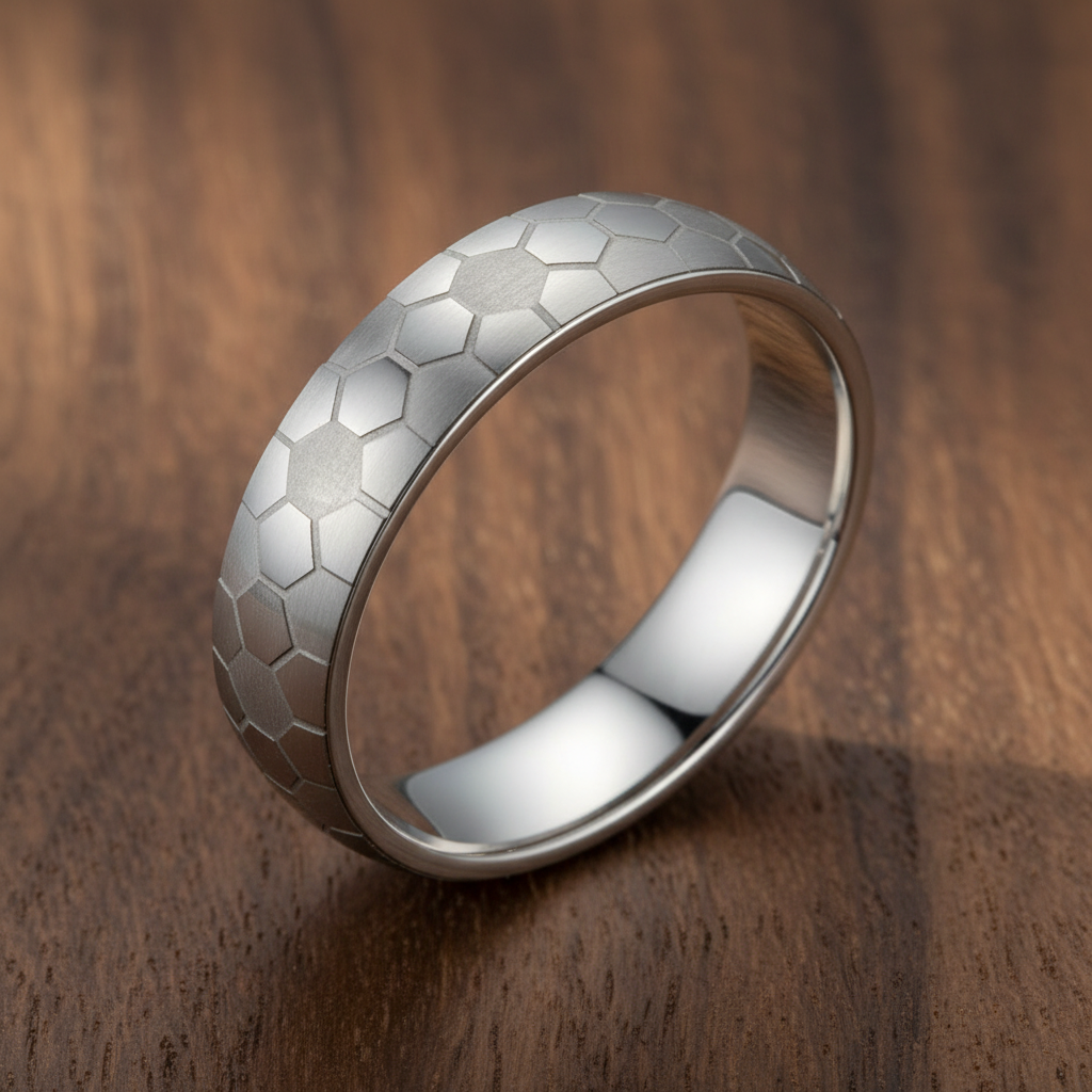 Silver Titanium Ring - Dark Walnut