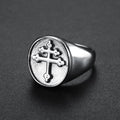 Retro Cross Stainless Steel Men's Ring – Gold & Silver