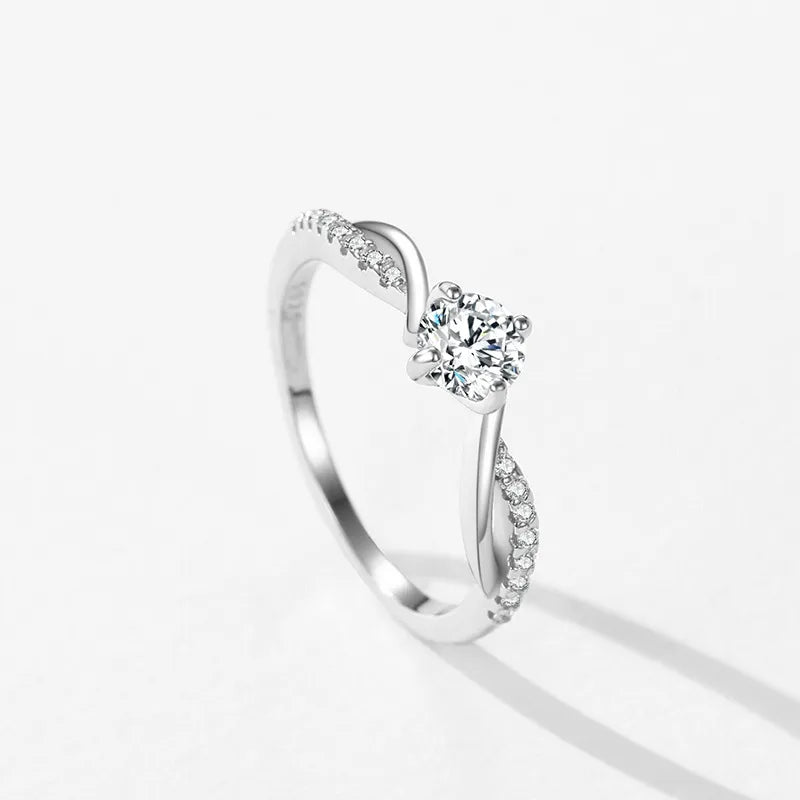 Sterling Silver 1 Carat Twist Arm Closed Ring | Luxury Wedding Band