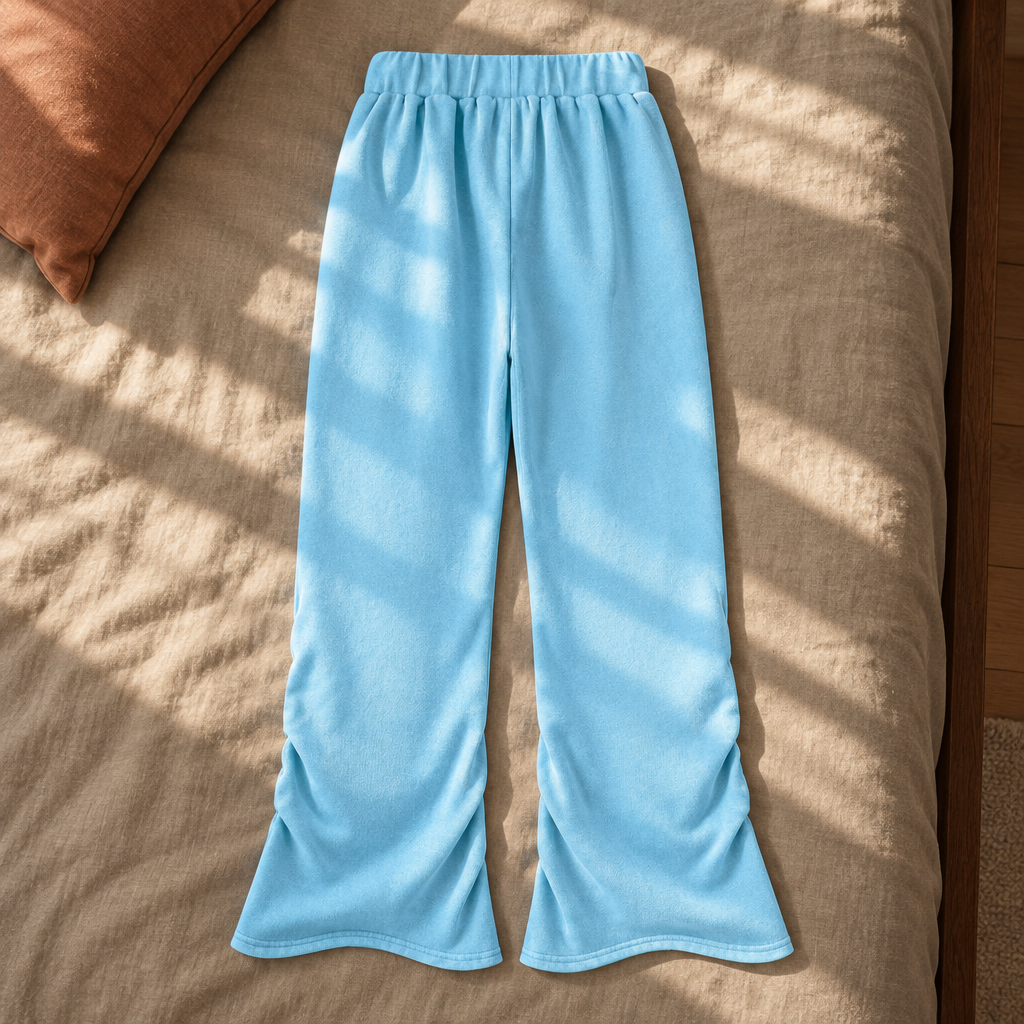 Sky blue ruched sweatpants back