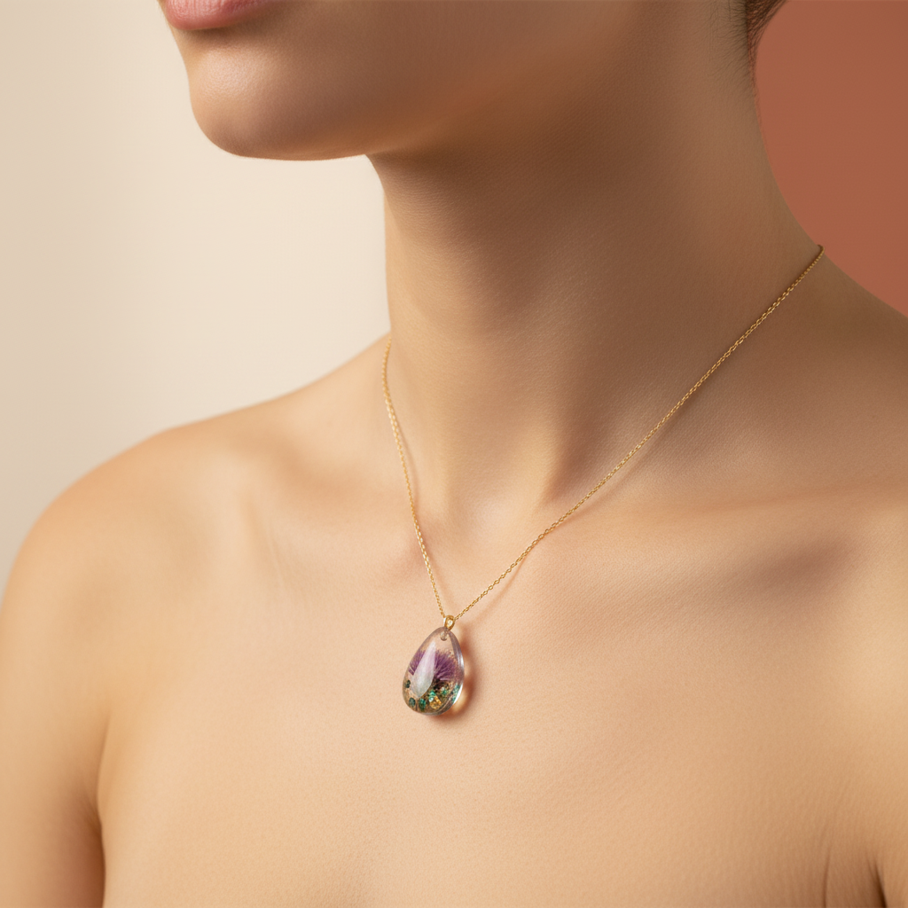 Small teardrop clear resin on model