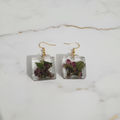 Square Rose Resin Earrings