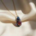 Teardrop navy red florals on cream silk
